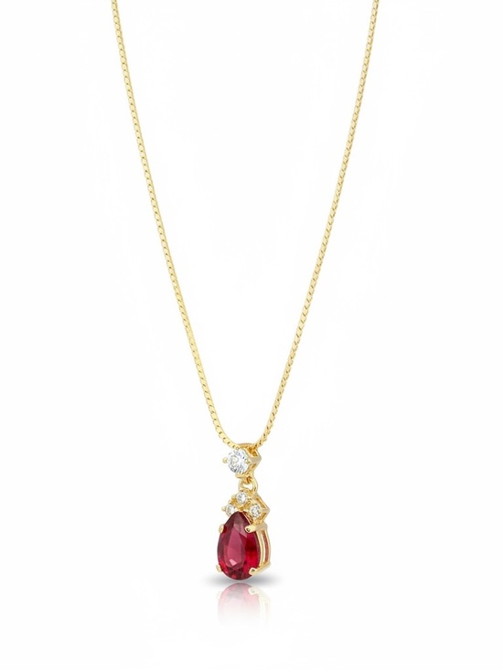 Dior Jewelry - Christian Dior ✨ Gold-Plated Ruby Teardrop Pendant Necklace